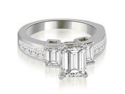 1.90 cttw. Channel Diamond Princess and Emerald Engagement Ring in 14K White Gold (VS2, G-H) 1.90 cttw. Channel Diamond Princess and Emerald Engagement Ring in 14K White Gold (VS2, G-H)