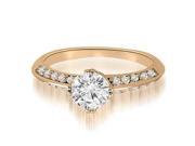 1.00 cttw. Knife Edge Round Cut Diamond Engagement Ring in 14K Rose Gold SI2 H I