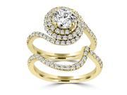 1.75ct Round Cut Double Halo Matching Wedding Set in 14kt Yellow Gold