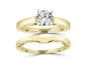 1.50ct Round Cut Solitaire Matching Wedding Set in 14kt Yellow Gold