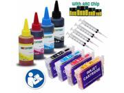 INKUTEN 4 Refillable Cartridges for EPSON 69 T069 Auto Reset Chips Pre filled with 4x100ml Dye ink Auto Reset Chips ARC