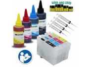 INKUTEN 4 Refillable Cartridges for EPSON T252XL T252 T254XL with 4x100ml Dye ink Auto Reset Chips ARC