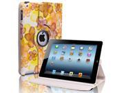 Yellow 360 Rotating Lucky Flowers PU Leather Case Cover Stand For iPad 4 3 2 LTE WiFi 3G