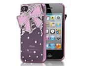 3D Pink Bling Crystal Rhinestone Luxury Bow Tie Hard Cover Case For iPhone 4 4G 4S