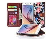 Samsung Galaxy S6 Case Flip PU Leather Wallet Pocket Case Cover Stand with ID Credit Business Card Holder Slots and Cash Compartment for Samsung Galaxy S6 Emb