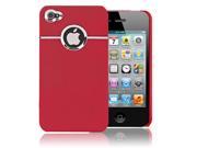 Red w Chrome Hole Rear Rubber Coated Hard Case Cover For Apple iPhone 4 4S 4GS