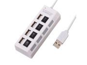 White 4 Port ON OFF Sharing Switch High Speed USB 2.0 Hub For Laptop PC