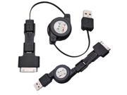 3 in 1 USB Retractable Charging Sync Cable For iPhone iPad iPod