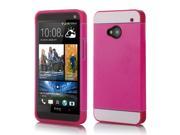 HTC One M7 Case 2 In 1 Dual Layer Hybrid Impact Hard Skin Snap on Case Cover For HTC One M7 Hot Pink