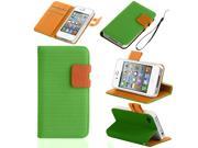 Hybrid Veins Hexagon Card Wallet Leather Case Skin For Apple iPhone 4 4S Green