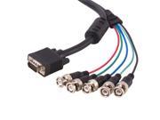 6 FT Black VGA HD 15 To 5 BNC RGB Video Cable For HDTV Extension Monitor Cable 1.8M