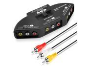 3 Way Audio Video AV RCA Switch Switcher Selector Box Splitter Multi Input Output For XBOX XBOX360 DVD PS3 PS2