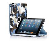 360 Degree Rotating PU Leather Camouflage Case Cover with Stand for Apple iPad Mini Blue