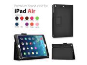 Apple iPad Air Case Slim Fit Leather Folio Smart Cover Stand For iPad Air 2 iPad Air with Automatic Sleep Wake Feature and Stylus Holder Black