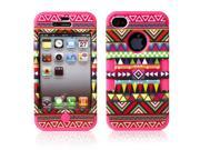 3 Piece Tribal Layer Hard Hybrid Case Cover For Apple iPhone 4S 4 Pink