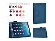Apple iPad Air Case Slim Fit Leather Folio Smart Cover Stand For iPad Air 2 iPad Air with Automatic Sleep Wake Feature and Stylus Holder Dark Blue
