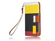 iPhone 6 Plus Case Colorful Flip PU Leather Wallet Case Cover with Credit ID Card Holder and Wrist Strap For Apple iPhone 6 Plus 5.5 Yellow Black Burgundy