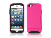Hybrid Cover Credit ID Card Holder Stand Combo Matte Case For iPhone 5c Pink