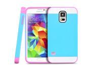 Multi Toned Hybrid Skin Hard Case Cover For Samsung Galaxy S5 Blue Pink