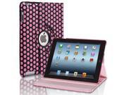 Apple iPad 2 3 4 Case Dot Pink 360 Degree Rotating Stand Cover PU Leather For iPad 4th Generation with Retina Display the New iPad 3 iPad 2 with Auto Slee
