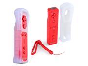 Wireless Remote Wiimote Control Controller Silicone Case Sleeve Skin Cover Wrist Strap for Nintendo Wii Games System Red Built Motion Plus 2in1