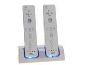 Dual Charger Charging Dock Station with 2 Rechargeable Batteries Glowing Led Light USB Cable Accessory Pack Compatible with Nintendo Wii Game Remote Controller