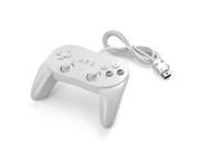 Pro Classic Controller Wired Game Console Joypad Gamepad For Nintendo Wii Video Gaming Remote White Built in Hand Grip and Cable