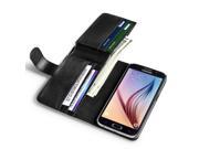 Samsung Galaxy S6 Case Credit ID Card Holder Flip Wallet PU Leather Case Cover For Samsung Galaxy S6 with Card Slots and Money Pocket Black