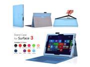 Microsoft Surface 3 Case Blue Folio Synthetic Leather Smart Cover Stand with Auto Wake Sleep Feature and Stylus Holder for Microsoft Surface 3 10.8 Inch Windo