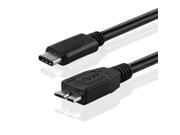 Micro USB 3.1 Type C Male to Standard Type Mirco B USB 3.0 Male Data Cable 3ft