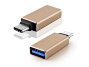 Hi speed Micro USB 3.1 Type C Male to Standard Type A USB 3.0 Female Adapter Converter Connector Reversible Design for the New 2015 Apple MacBook 12 Gold