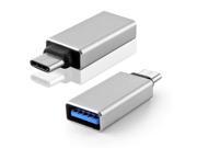 Hi speed Micro USB 3.1 Type C Male to Standard Type A USB 3.0 Female Adapter Converter Connector Reversible Design for the New 2015 Apple MacBook 12 Silver