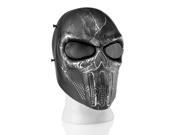 Airsoft Paintball Mask Full Face Skull Skeleton Metal Mesh Eye BB Field Protection Safety Guard Silver Gray Revenger for Outdoor Activity Hunting Wargame Cospla