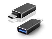 Hi speed Micro USB 3.1 Type C Male to Standard Type A USB 3.0 Female Adapter Converter Connector Reversible Design for the New 2015 Apple MacBook 12 Black