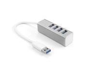 4 Port USB 3.0 Hub Silver SuperSpeed USB 3.0 Aluminum 4 Ports USB Hub Adapter Adopter Spliter Converter with Built in USB 3.0 Cable for Apple iMac Mac Mini