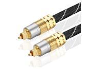 Premium Gold Plated Toslink Digital Optical Audio Cable 6 Feet with Metal Connectors and Braided Jacket