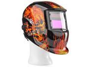 Auto Darkening Welding Helmet Solar Powered Weld Grind Selectable Mask Tool Fire Skull Full Face Protection for Arc Tig Mig Grinding Plasma Cutting with Adjusta