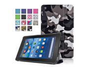 New Fire 7 Case Camouflage Black Gray Ultra Slim Lightweight Folding Folio Cover Stand with Hard Rubberized Back for Amazon New Fire 7 Inch 5th Generatio