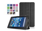New Fire 7 Case Black Ultra Slim Lightweight Folding Folio Cover Stand with Hard Rubberized Back for Amazon New Fire 7 Inch 5th Generation 2015 Release Ta