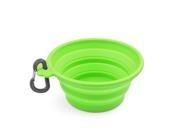 Dog Collapsible Bowl Green Silicone Pop Up Travel Feeder Pet Cat Puppy Animal Food Water Container Dish Portable with a Free Carabiner Clip Home Outdoor Use