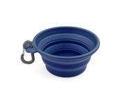 Dog Collapsible Bowl Blue Silicone Pop Up Travel Feeder Pet Cat Puppy Animal Food Water Container Dish Portable with a Free Carabiner Clip Home Outdoor Use