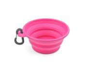 Dog Collapsible Bowl Pink Silicone Pop Up Travel Feeder Pet Cat Puppy Animal Food Water Container Dish Portable with a Free Carabiner Clip Home Outdoor Use