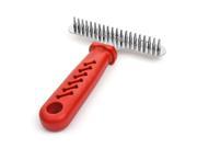 Dogs Rake Comb Stainless Steel Pets Cats Animals Dead Dematting Detangling Hair Brush Slicker Cleaning Grooming Tool with Rounded Teeth Needle Red Grip Handle