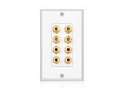Home Theater Speaker Wall Plate Outlet 4 Speaker Sound Audio Distribution Panel Gold Plated Copper Banana Plug Binding Post Connector Insert Jack Coupler 4 P