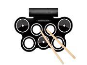 Portable Roll Up Drum Pad Set Kit with Built in Speaker Digital Electronic Foldable Flexible Silicone Sheet 7 Pads with Drum Stick and Foot Switch Pedal Suppo