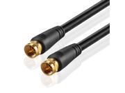 Coaxial Cable 50 Feet with F Connectors F Type Pin Plug Socket Male Twist On Adapter Jack with Shielded RG59 RG 59 U Coax Patch Cable Wire Cord Black