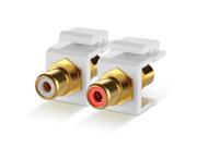 RCA Keystone Jack Insert Connector Socket Modular Adapter Snap In Female 2RCA Port Gold Plated Inline Coupler For Wall Plate Outlet Panel Mount 2 Channel Audio