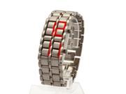 LED Digital Watch Lava Style Wrist Faceless Bracelet Iron Metallic Time Date Display for Adults Men Women Fashion Sports with Box