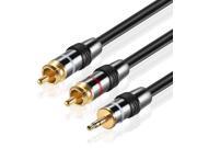 Premium 3.5mm to RCA Audio Cable 6FT Male to Male 2RCA Y Adapter AUX Auxiliary Headphone Jack Plug Bi Directional Gold Plated Connector Splitter Converter to