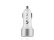 Dual USB Port Car Charger with Quick Charge 3.0 Smart Fast Charge Port Power Adapter for iPhone 7 6s 6 Plus iPad Pro Air Mini Samsung Galaxy S7 S6 S5 Note 5